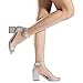 DREAM PAIRS Womens Heels, Chunk Low Heel Comfortable Pump Sandals Dress Shoe,Size 7.5,Silver/Glitter,CHUNKLE