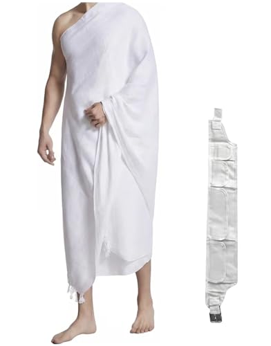 The supply find Mens Ihram Set With Adjustable Belt 2 Piece For Hajj and Umrah White Adult Teenager Towel Set Natural Fabric 210 x 110 CM