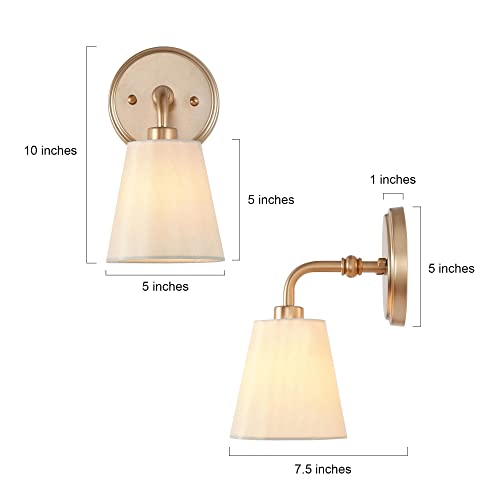 Image of Gold Wall Sconce, Modern 1-Light Sconces Wall Lighting with Fabric Shade for Bathroom, Bedroom, Kitchen and Living Room