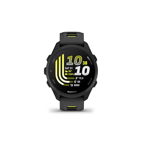 Image of Garmin Forerunner 170 Music, GPS Running Smartwatch, Advanced Training Metrics and Recovery Insights Plus Music Storage, Black with Black /Amp Yellow Band