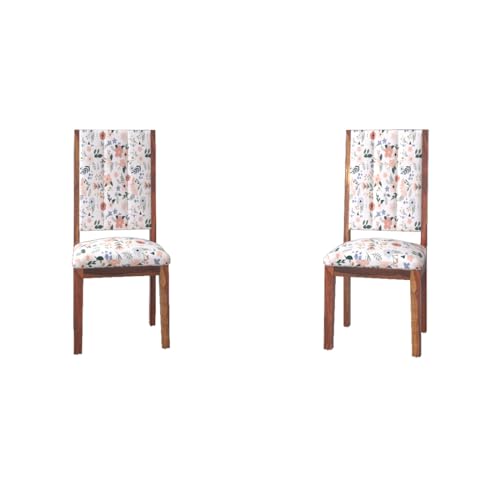 Image of DRIFTINGWOOD Atlantis Sheesham Wood Dining Table 6 Seater | Wooden Six Seater Dinning Table with Floral Cushion Chairs | Dinner Table 6 Seater | Dining Room Sets | Self Assembly, Honey Finish