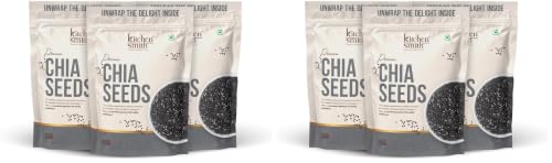 Image of KitchenSmith Premium Chia Seeds - Pack of 6 (200gm Each) | Raw Chia Seeds For Eating | Natural Plant-Based Seeds | Omega-3 Source | Everyday Superfood Use | Clean & Versatile Pantry Essential