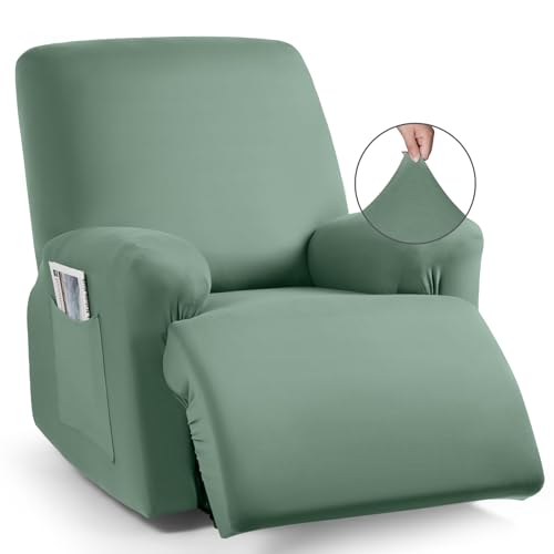 Image of TAOCOCO Recliner Chair Covers 4-Pieces for Oversized Recliner, Stretch Recliner Slipcover for Large Reclining Chair Washable Polyester Soft Fabric Furniture Protector (Oversized Recliner, Bean Green)