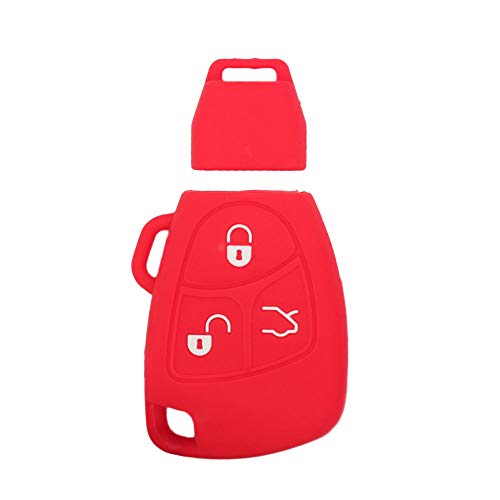 BROVACS Silicone Cover Protector Case Holder Skin Jacket Compatible with MERCEDES BENZ 3 Button Smart Remote Key Fob CV4956 Red