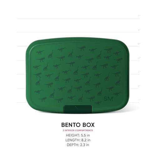 Image of Simple Modern Porter Bento Lunch Box | BPA Free, Leak-Resistant, Dishwasher Safe | Lunch Container for Girls, Boys, Toddlers, Kids | 3 Compartments, Dino World