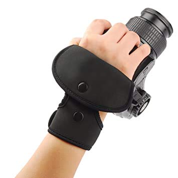 Image of HIFFIN EF-1 Black Leather Wrist Hand Grip Camera Strap for Nikon Canon Sony Pentax Olympus Panasonic SLR DSLR Cameras (EF1-Black)