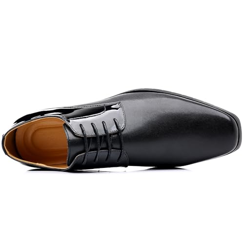 Men's Classic Oxford Dress Shoes, Black Patent Leather, Lace-up Design4