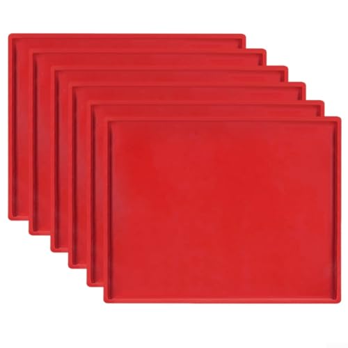 Jotekonoby Paquete de 6 hojas deshidratadoras de silicona con diseño de borde elevado para deshidratadores de alimentos, forros antiadherentes para bandejas de hornear para frutas, verduras (rojo)