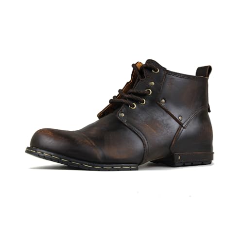 Image of Men's Vintage Brown Chukka Boots Lace-up Motorcycle Casual Leather Shoes Ankle Boot for Men Fashion CD-6015-2-Stylish