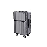 JYCRA - Maleta rígida con cerradura TSA y 4 ruedas dobles, equipaje, cabina rígida con varios compartimentos interiores, luz, resistente, Negro , Ensemble 2 pièces, Estilo de negocio