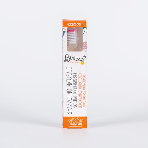Officina Naturae | Spazzolino Eco-Sostenibile Baby con Corpo Biodegradabile, Setole Morbide, Fucsia
