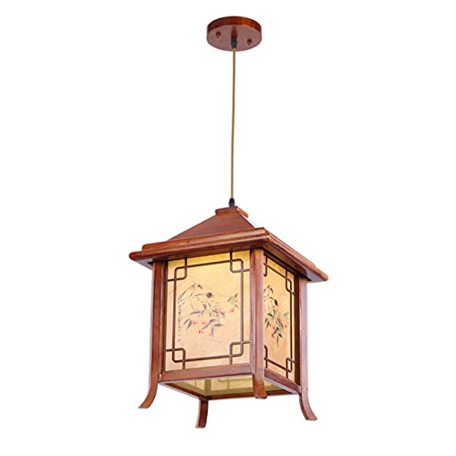 Lustre de style chinois en bois massif et finitions antiques de prestige