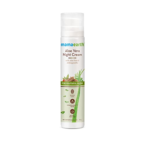 Mamaearth Aloe Vera Night Cream for glowing skin with Aloe Vera and Ashwagandha for a Youthful Glow – 50 g 1 31Y9YI2luIL. SL500