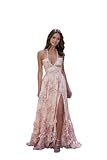 Floral Corset Bridesmaid Dress for Wedding Formal Backless Flowy Dress V Neck Evening Bridal Gowns with Pearl