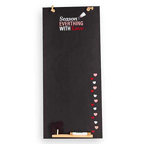 Chalkboards UK Temporada Todo lo de Altura Delgada Pizarra/Pizarra/Memo Junta de Cocina con Cuerda, diseño de cabinas de Bandeja y Tiza. Gama, Madera, Negro, 60u00a0x 26,5u00a0x 1u00a0cm