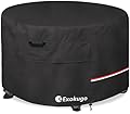 Exokugo Fire Pit Cover Round,600D Heavy Duty 100% Waterproof Outdoor Fire Pit Cover,36 Inch Firepit Covers for Patio Fire Table,Black,36'' Dia x 24''H