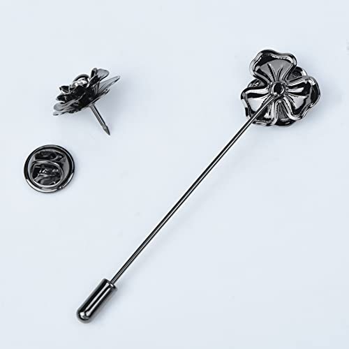 Image of Crystal Alloy Rose Flower Lapel Pins Button Pin Groom Boutonniere for Wedding Floral Brooch Pin Set for Women Men