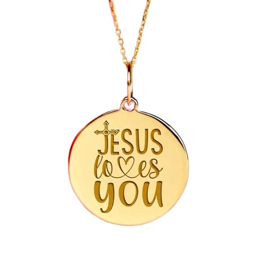 Collier Jésus t'aime anti-ternissement chaîne solide en argent plaqué or