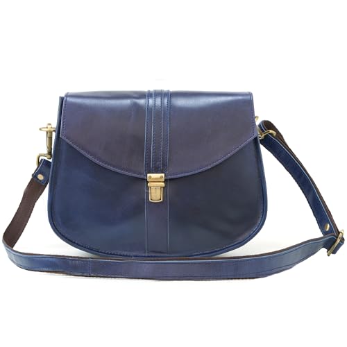 Handmade World Premium Leather Crossbody Satchel Bag For Women Handbag Travel Purse and Sling Saddle Bag