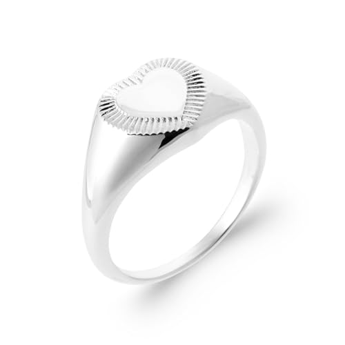 Bague chevalière femme argent 925 cœur tailles 46 à 60 tendance