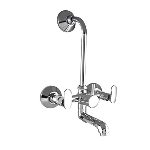 10X Brass Wall Mixer 2 in 1 for Bathroom WM-5502 with Provision for Overhead Shower with Long Bend Pipe Chrome Plated