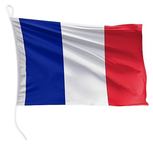 FLAGLY Drapeau de bateau France 30 x 20 cm format paysage - 115g/m² poids du tissu - imprimé, robuste avec corde & boucle, Accessoires Bateaux à moteur