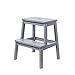 HOUCHICS Tabouret en bois à 2 marches pour comptoir, tabouret pour enfants, pour le salon, la cuisine, la salle de bain, la toile, etc. avec coussinets de sécurité antidérapants (gris)