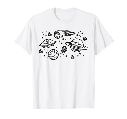 Planetas espaciales Galaxy Universo Divertido Espacio Camiseta