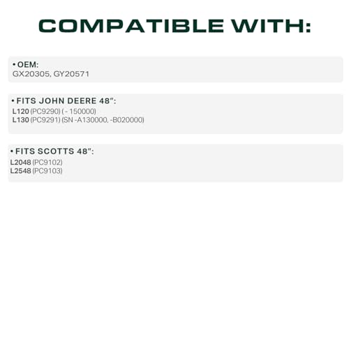 Image of UDC Parts GX20305 Mower Deck Belt Replacement for John Deere L130 48 Inch, John Deere L120 48 Inch GY20571 Scotts L2548 L2048 / Aramid Cord / 139.25 inches