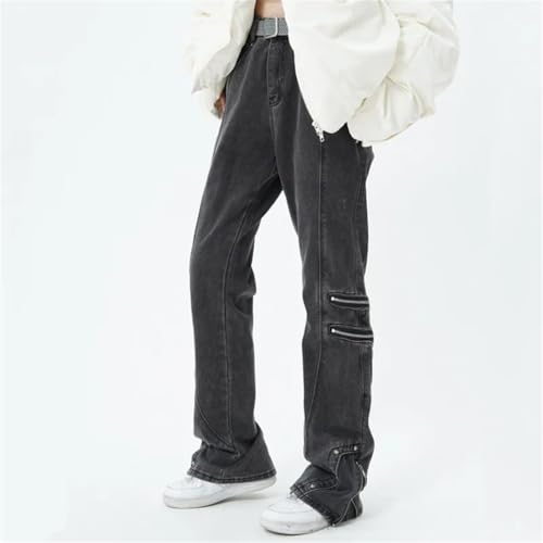 Men Streetwear Vintage Jeans Cargo Pants Clothing Ankle Zipper Straight Long Trousers4