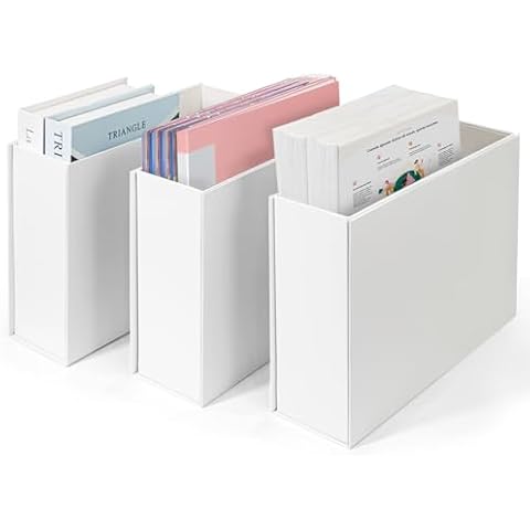 Vowcarol 3 PACK 8.5x11 Letter Size Paper Storage Box, File Box, Magazine File Holder Desk Storage Vertical File Folder Cover