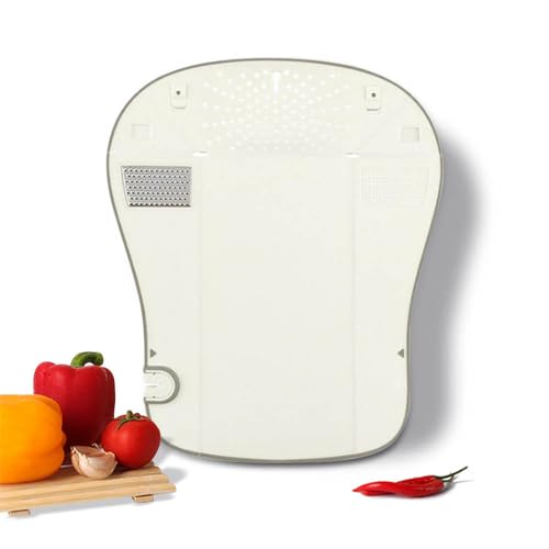 Multi-Functional Folding Cutting Board for Kitchen, Strainer,100% BPA Free, Dishwasher Safe, 6 in 1 Collapsible Chopping Board with Grater, Grinder, and Knife Sharpener. Great for Camping. Whight