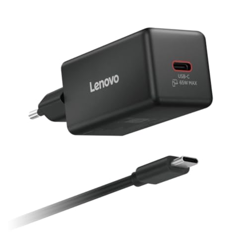 Lenovo Chargeur Mini GaN USB-C 65 W | Chargeur pour Ordinateur Portable et appareils USB-C | Design Convivial | Noir | Prise UE