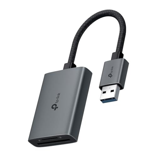 TP-Link Lector de Tarjetas USB 3.0 de Memoria SD/Micro SD con diseño portátil para TF, SDXC, SDHC, MS, MMC, MSXC, hasta 200 MB/s, Lectura/Escritura simultánea, Compatible con Windows y Mac OS
