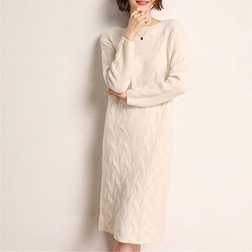 Robe pull longue 100% cachemire Camel de qualité supérieure Kelsiop