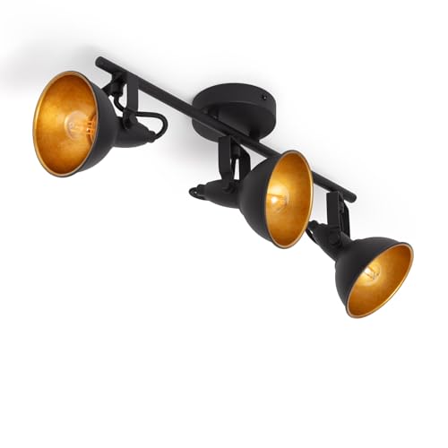 Preisvergleich Produktbild LEDKIA LIGHTING Deckenleuchte Ausrichtbar Aluminium 3 Strahler Schwarz Emer Schwarz für Wohnzimmer, Küche, Schlafzimmer