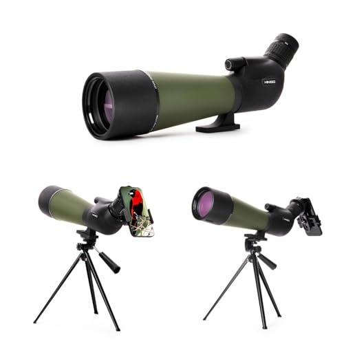 Image of HINISO Spotting Scope 20-60x80 HD with Single Focus,Phone Holder,Tripod Stand & Carry Bag BAK4 Prism, Fog & Waterproof High Power Telescope for Long Distance, Bird Watching, Stargazing,Target Shooting