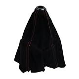Modengzhe 1 PCS Car Shift Knob Cover,Universal Shift Lever Dust Cover Boot for Car Handle,Black Suede Gear Shift Knob Cover Protection Suitable for MT Cars,Red Line