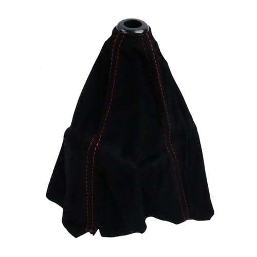 Modengzhe 1 PCS Car Shift Knob Cover,Universal Shift Lever Dust Cover Boot for Car Handle,Black Suede Gear Shift Knob Cover Protection Suitable for MT Cars,Red Line