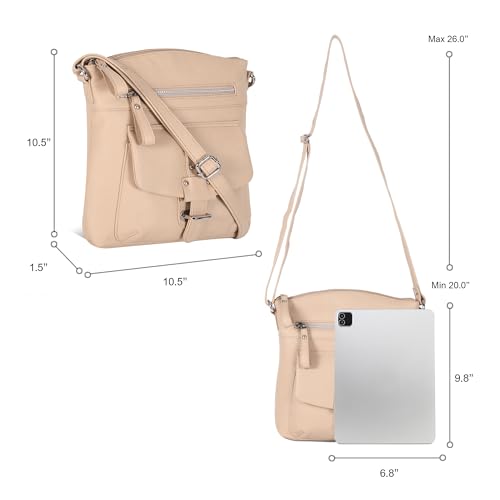 Image of Oak Leathers Leather Crossbody Bag For Women With Adjustable Sling Strap - Medium Size Crossover Shoulder Handbag Purse