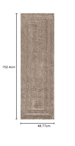 Image of (Pack of 2 Rectangular Box Shaggy Carpet for Living Room, Bedroom, High Low Design Finish Microfiber 2 in Pile High, 1.6x5 Feet Runner Beige|Beige Color