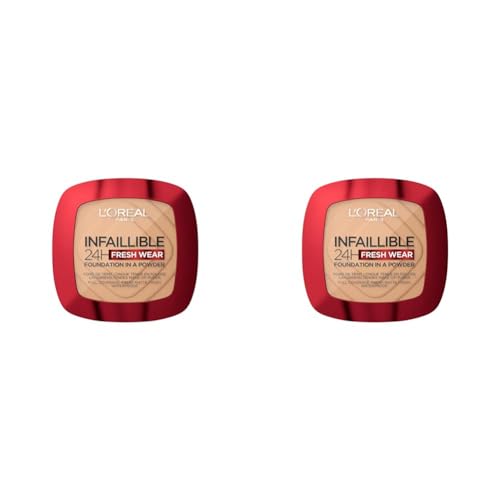 L'Oréal Paris - Fond de Teint Poudre Longue Tenue - Waterproof - Infaillible 24H Fresh Wear - Teinte : Sable (220) - 53 g (Lot de 2)