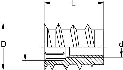 Made in DE Threaded Steel Insert (50 pcs.) with hex Drive and Sealing Collar M6 Internal Thread (d), 12mm Diameter (D) X 12mm Length (L) Works Best in All Wood Materials and substrates