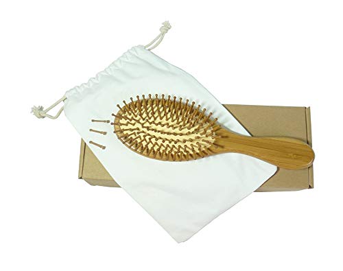 Easyinsmile Organic Bamboo Hair Brush Scalp Massage Hair Comb Anti Static Hairbrush for Straight and Curly Hair 100% Plant-Based BPA-Free Air Cushion Pad