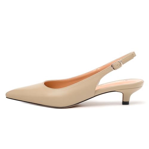 Women's Slingback Kitten Heel Closed Pointed Toe Wedding Party Dress Pumps Shoes2