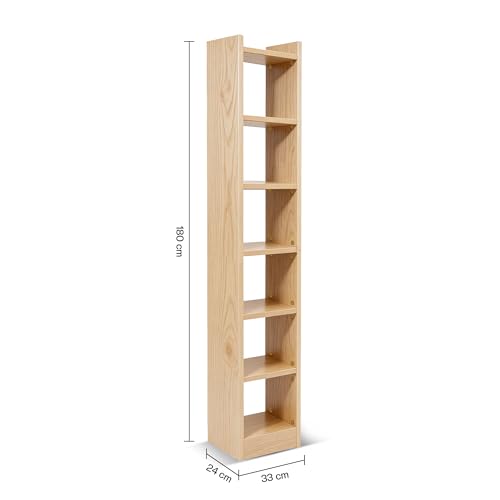 Image of Green Soul Alba 7 Shelves Engineered Wood Book Shelf | Multipurpose Wooden Bookshelf for Home, Bedroom, Living Room, Study Room, Kids Room | Organizer | Storage | 3 Year Warranty (Oak)