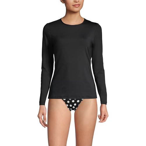 Lands' End Women's Sunshade UPF 50 Long Sleeve Relaxed Rash Guard XX-Small Petite Black