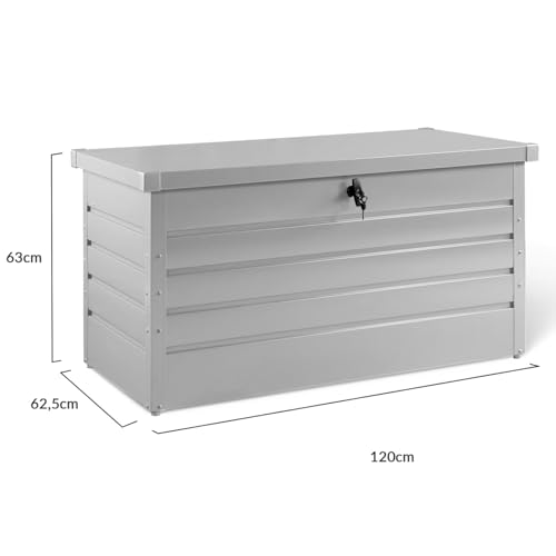 IDMarket - Metall Aufbewahrungsbox abschließbar hellgrau für Garten 350L 120x62,5x63 cm