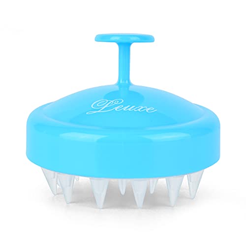 LEUXE Massager Brush, Portable Hair Scalp Massager Shampoo Brush, Soft Silicone Bristles for Pets Adults Massaging and Removing Dandruff for Long Short Thick Thin Wet Dry Hair