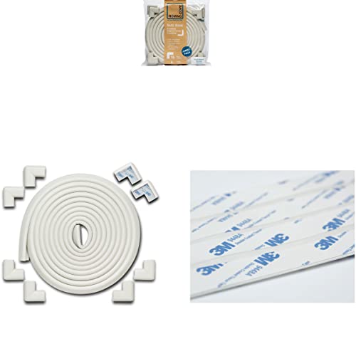Bundle & Save - Roving Cove Edge Corner Guards (18ft Edge 8 Corners, Oyster White) + 3M Double-Sided Replacement Tape (#9448A) - 36 feet (0.67in Wide)